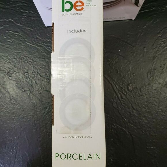 Basic Essentials Set Of 4 White Salad Plates Vitrified Porcelain Restaurant Ware - Picture 2 of 4